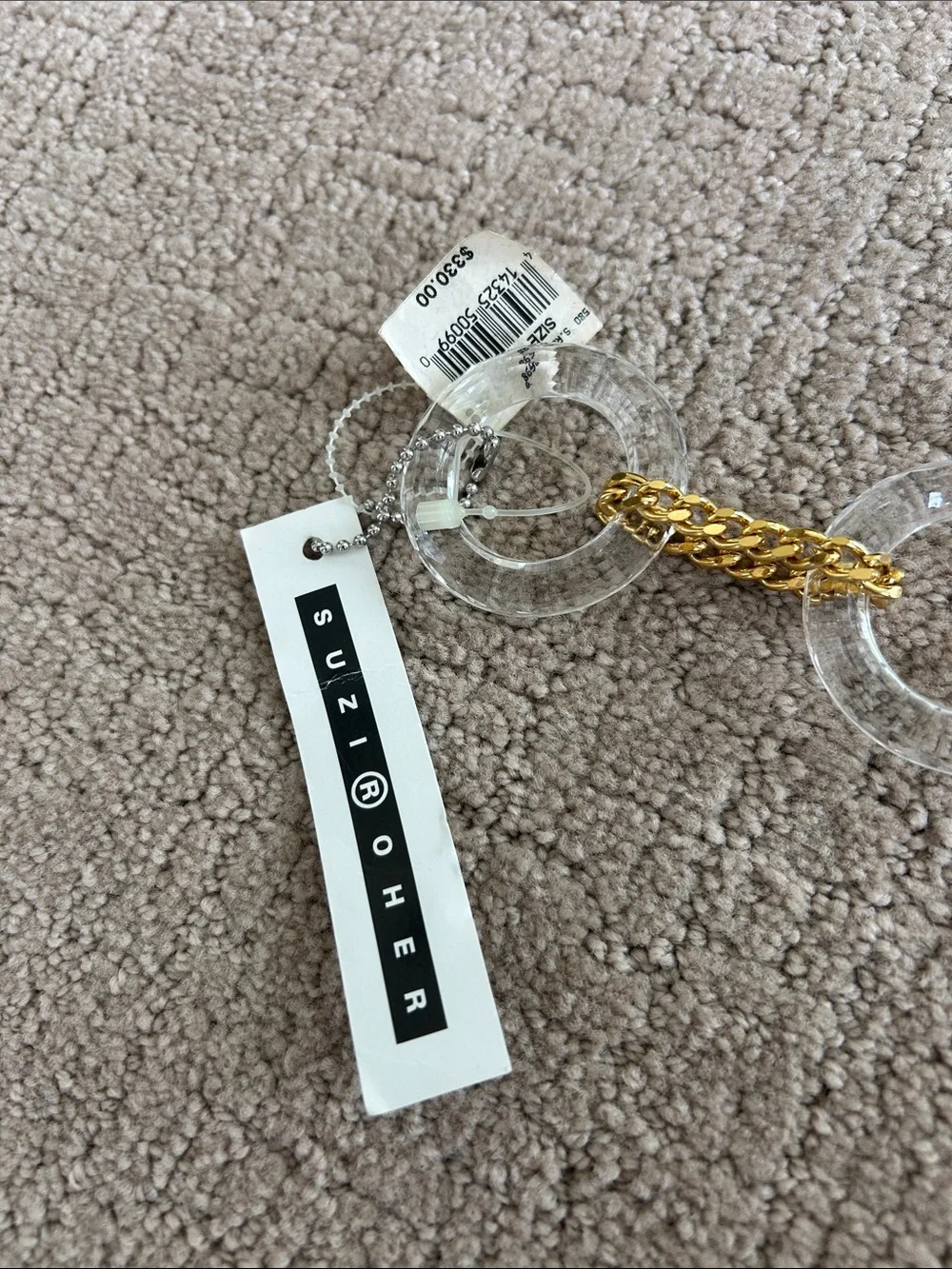 Suzi Roher Clear Acrylic Link Belt with Gold Chain